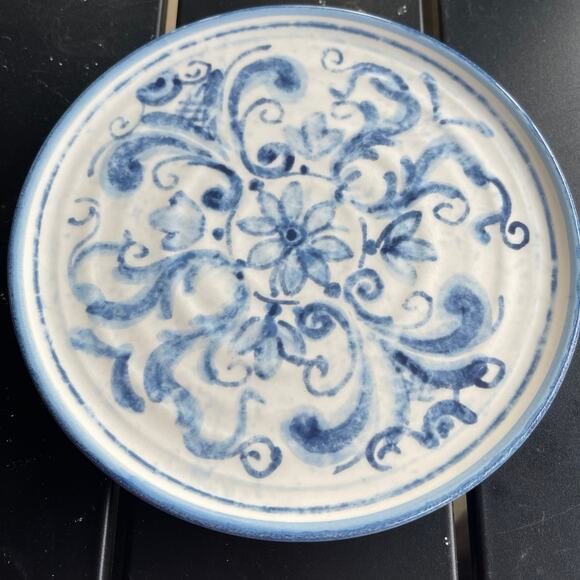 Acqua earthenware 7-1/2” appetizer plate blue and white by Sur La Table - Picture 1 of 8